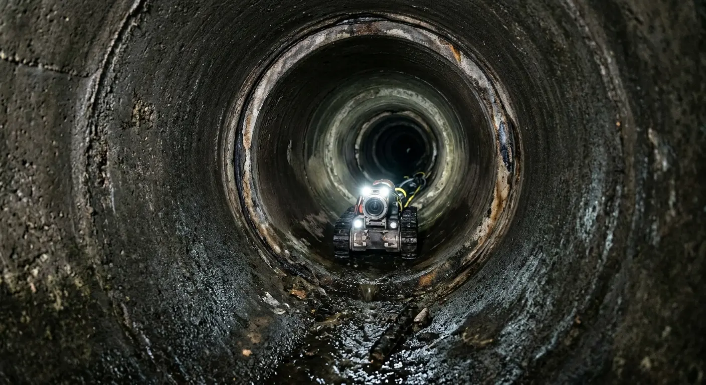 Robotic sewer camera inspecting pipe interior for Sewer Line Repair in Athol